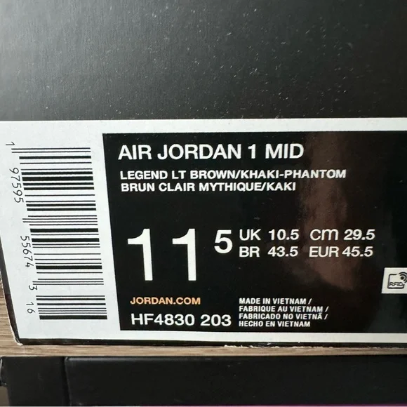 Air Jordan 1 Mid Men’s 11.5 NEW Sneaker Sneakers Shoes - Picture 4 of 10